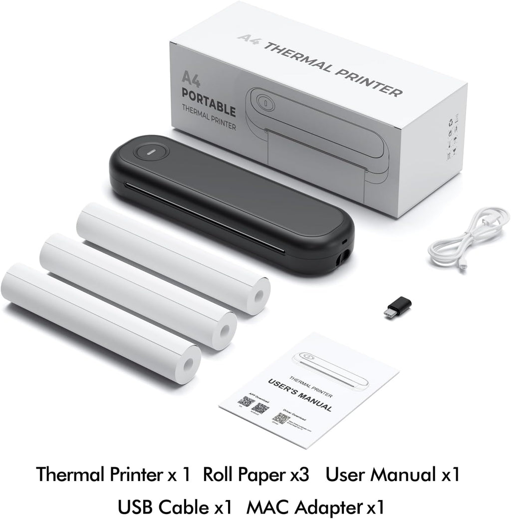 Bluetooth Portable Thermal Printers Wireless for Travel, Inkless Printer Support for 8.5"x11"