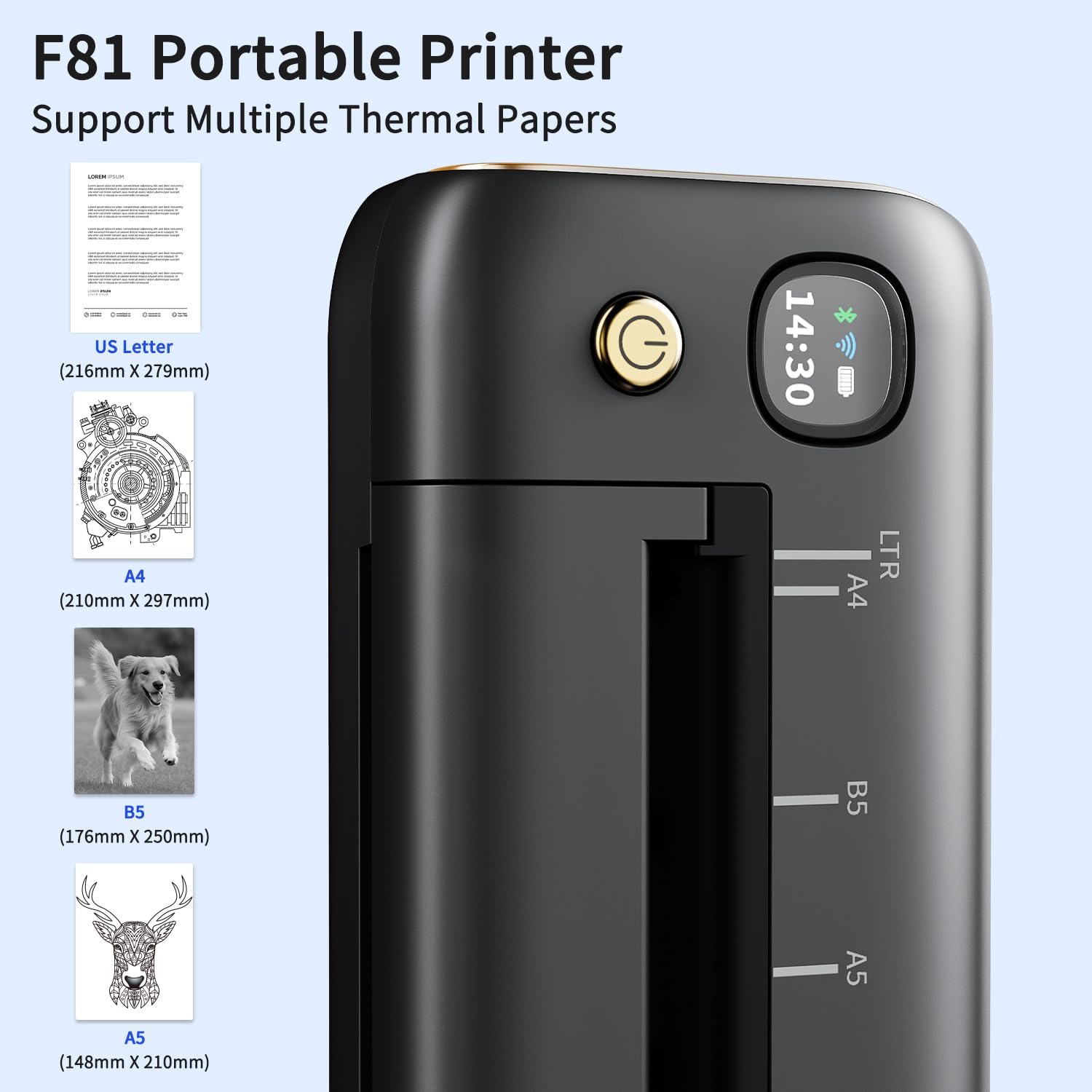 Portable Printers Wireless for Travel, WiFi & Bluetooth Mobile Printer