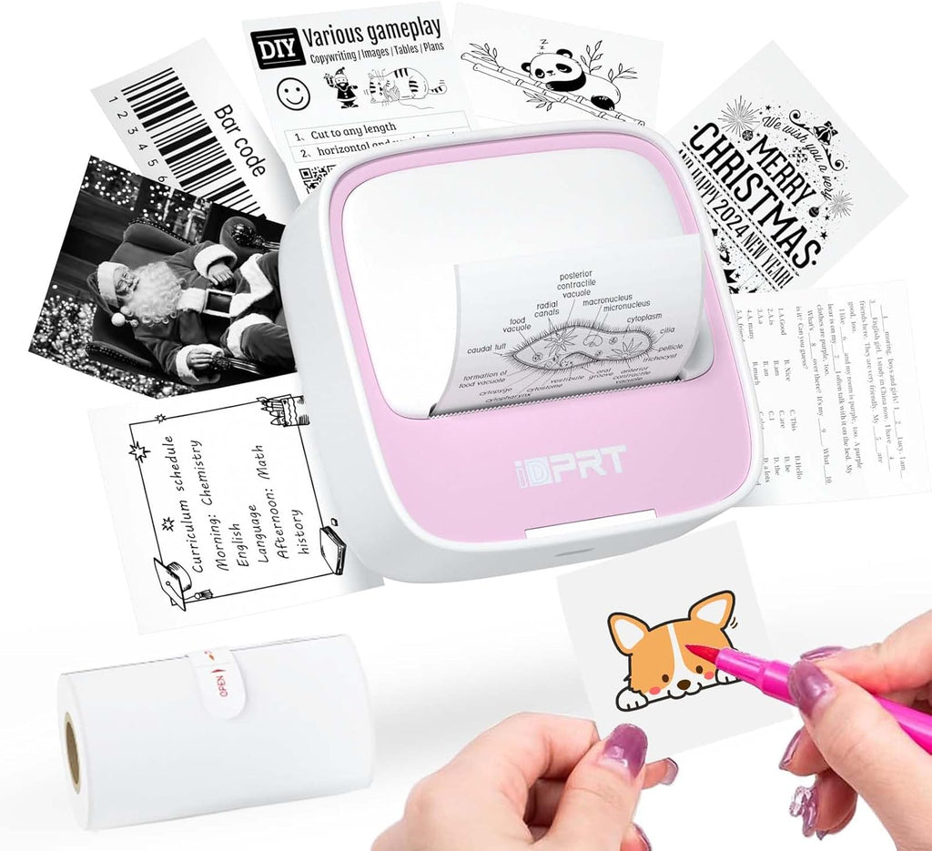 Mini Printer with 1 Roll Sticker Paper, Portable Sticker Maker Machine Efficiently and Quickly