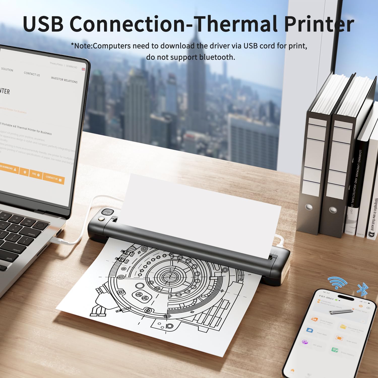 Portable Printers Wireless for Travel, WiFi & Bluetooth Mobile Printer