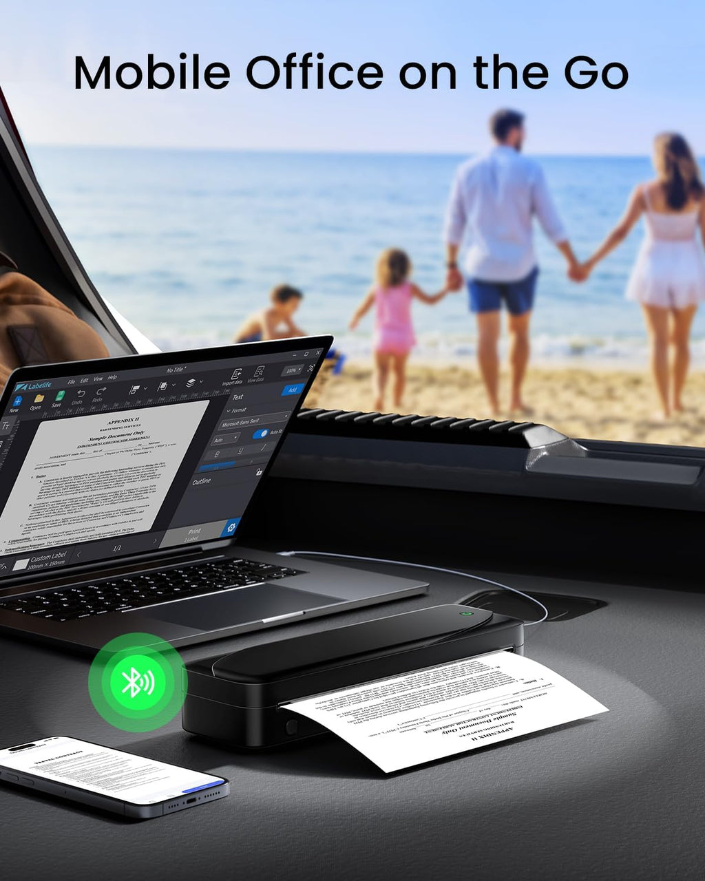 Portable Printers Wireless for Travel, Thermal Inkless Printer Support 8.5" X 11"