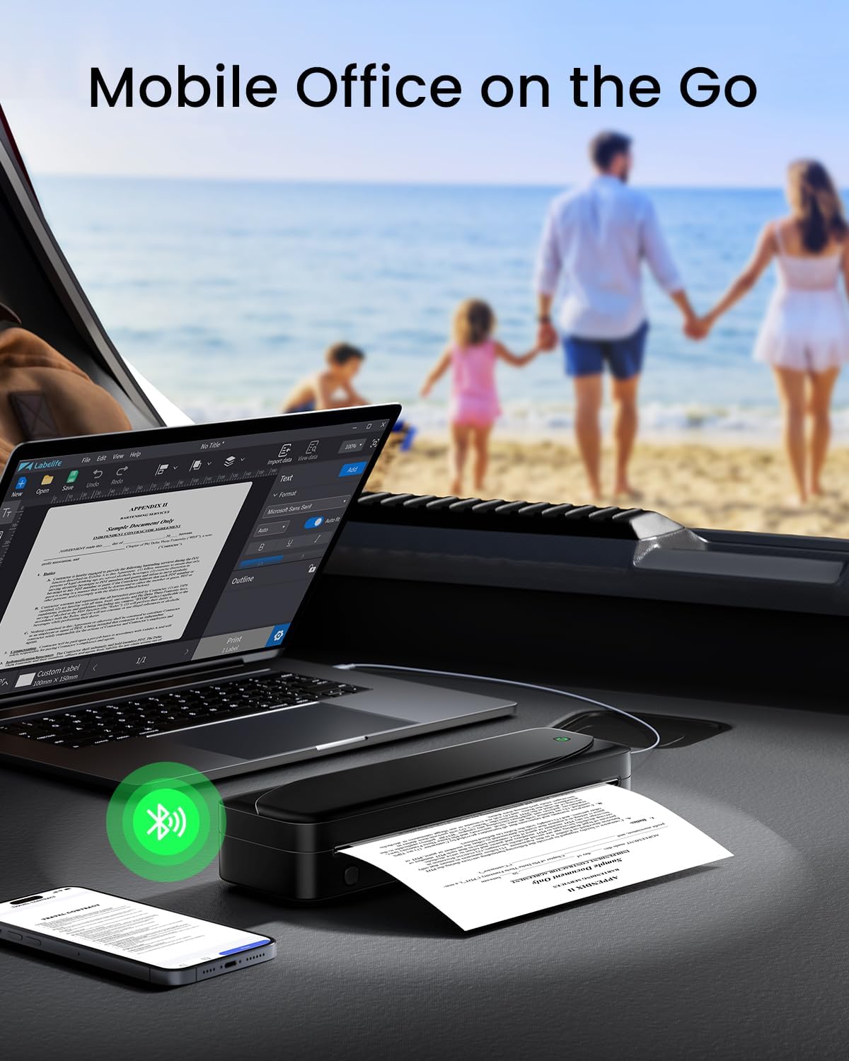 Portable Printers Wireless for Travel, Thermal Inkless Printer Support 8.5" X 11"