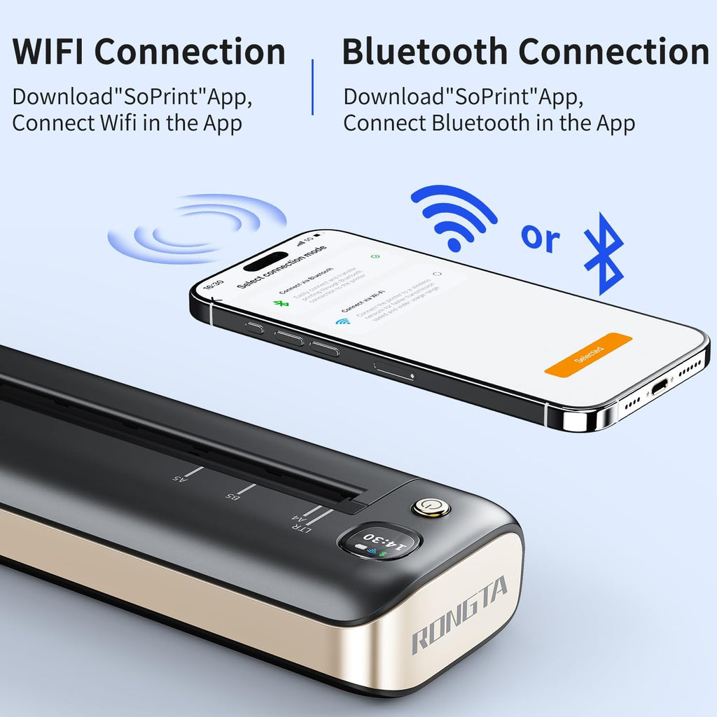 Portable Printers Wireless for Travel, WiFi & Bluetooth Mobile Printer
