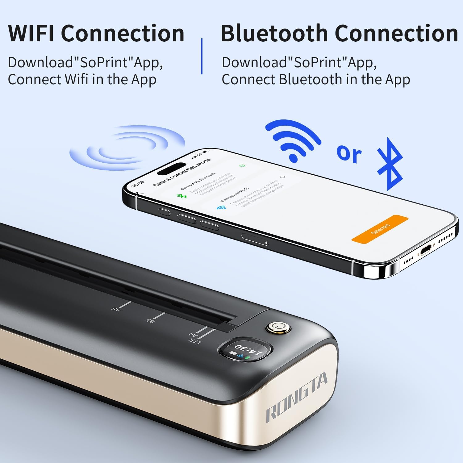 Portable Printers Wireless for Travel, WiFi & Bluetooth Mobile Printer