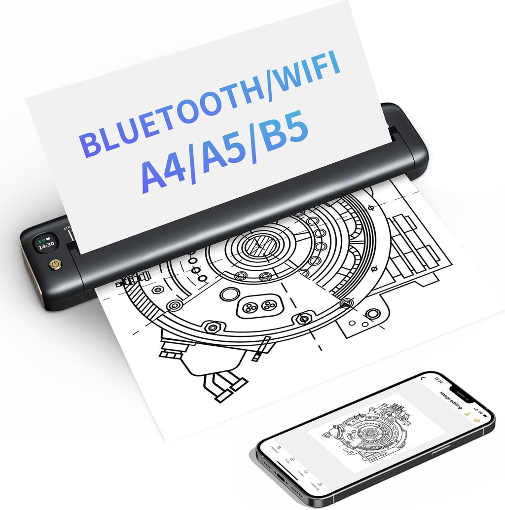 Portable Printers Wireless for Travel, WiFi & Bluetooth Mobile Printer