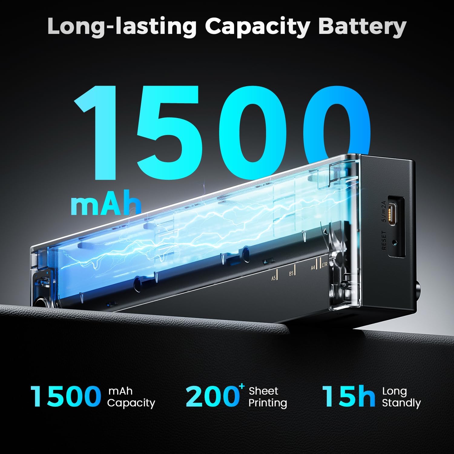 Portable Printer Wireless for Travel, 2025 Upgraded Inkless Thermal Printers Support 8.5" X 11"