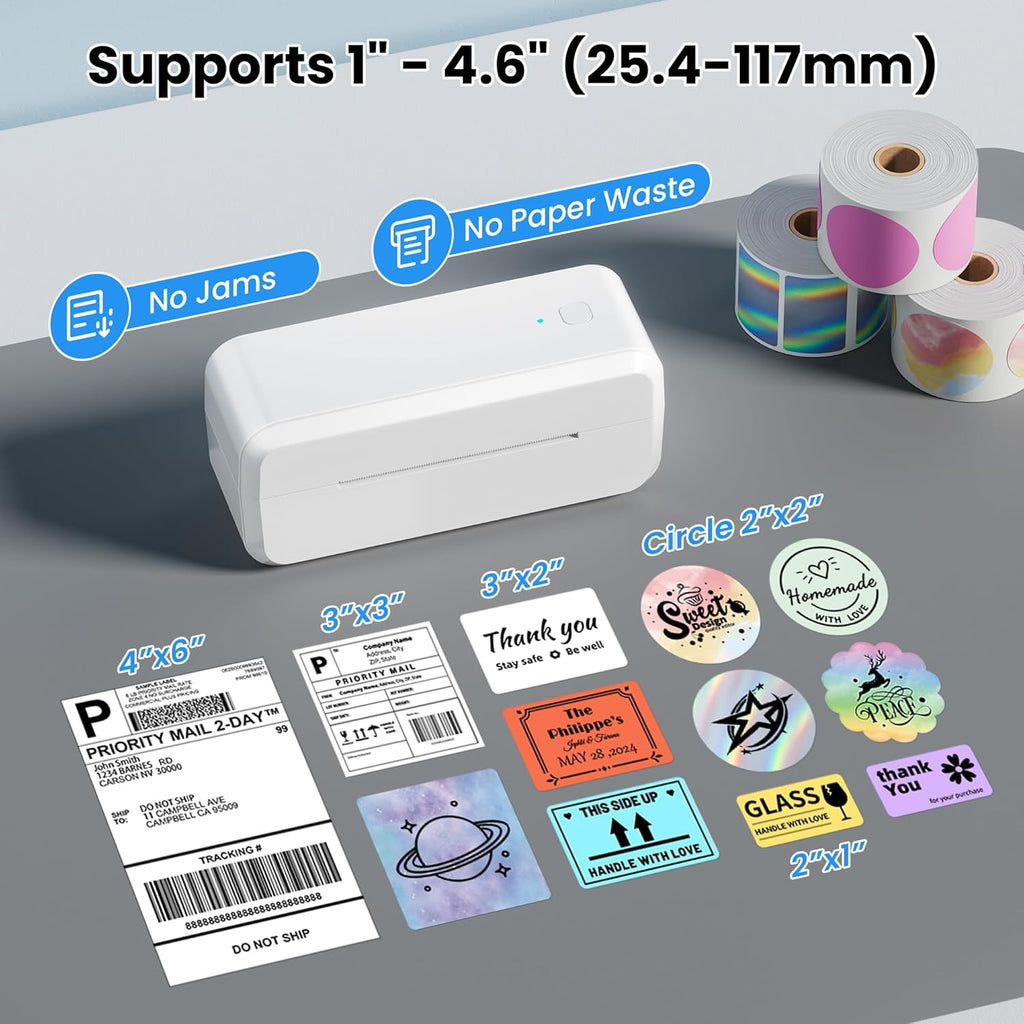Bluetooth Thermal Label Printer, Shipping Label Printer for 4x6 Shipping Packages & Small Business, Compatible with IOS