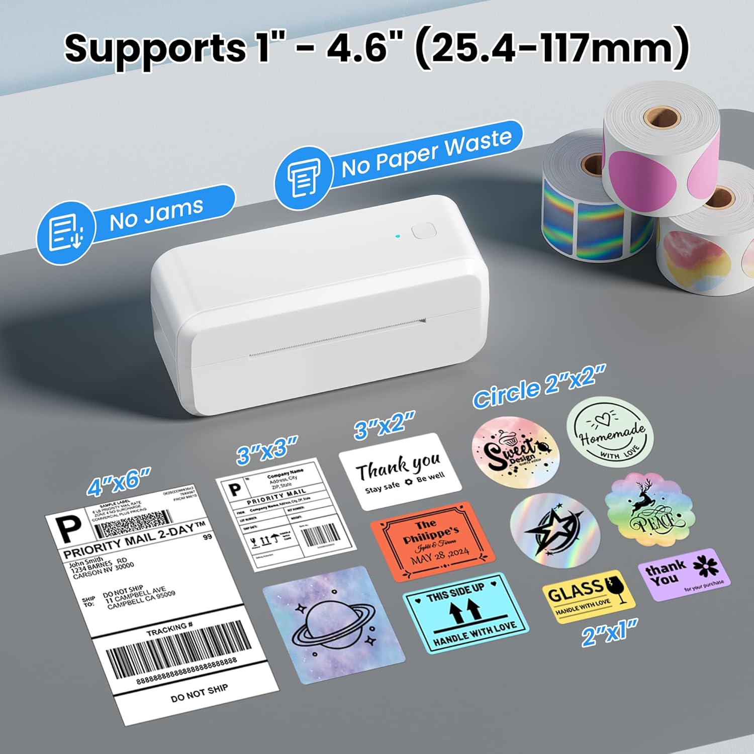 Bluetooth Thermal Label Printer, Shipping Label Printer for 4x6 Shipping Packages & Small Business, Compatible with IOS