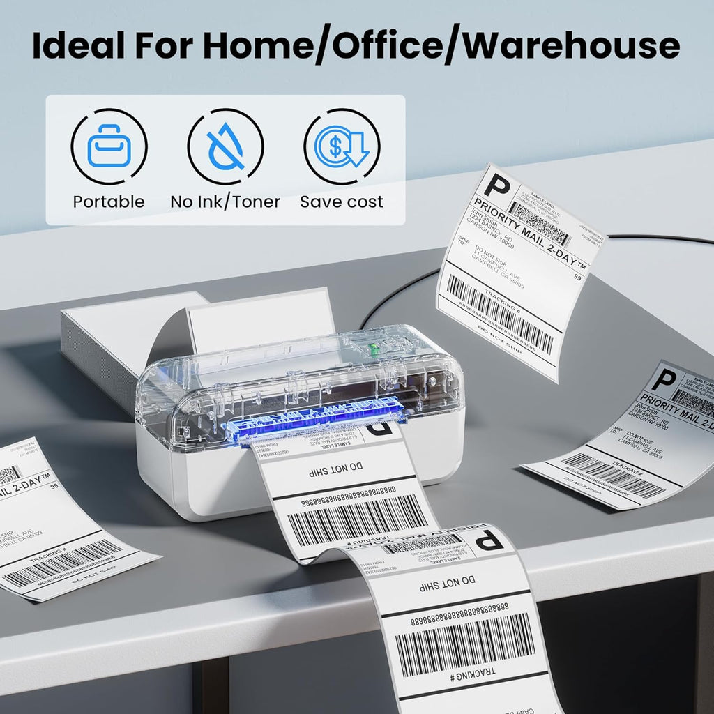 Bluetooth Thermal Label Printer, Shipping Label Printer for 4x6 Shipping Packages & Small Business, Compatible with IOS