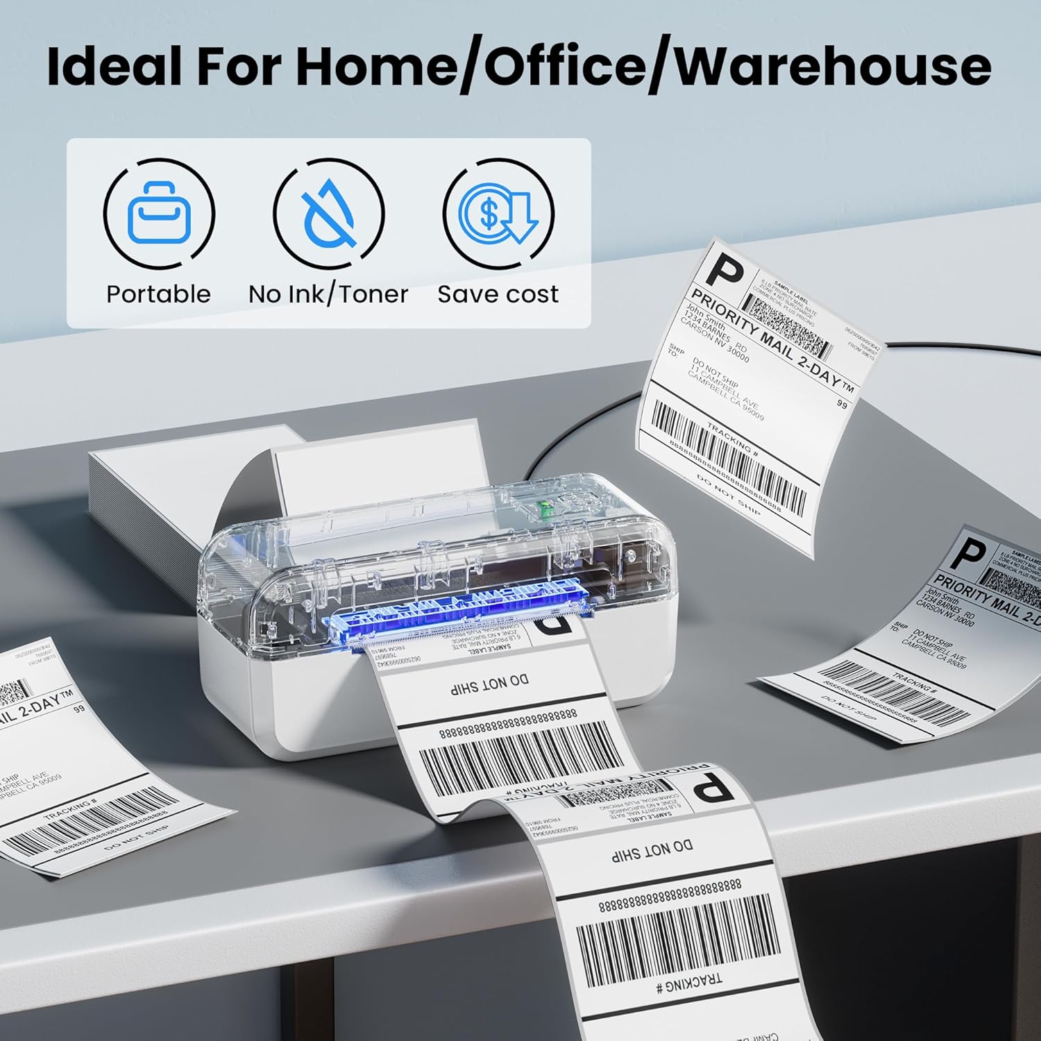 Bluetooth Thermal Label Printer, Shipping Label Printer for 4x6 Shipping Packages & Small Business, Compatible with IOS