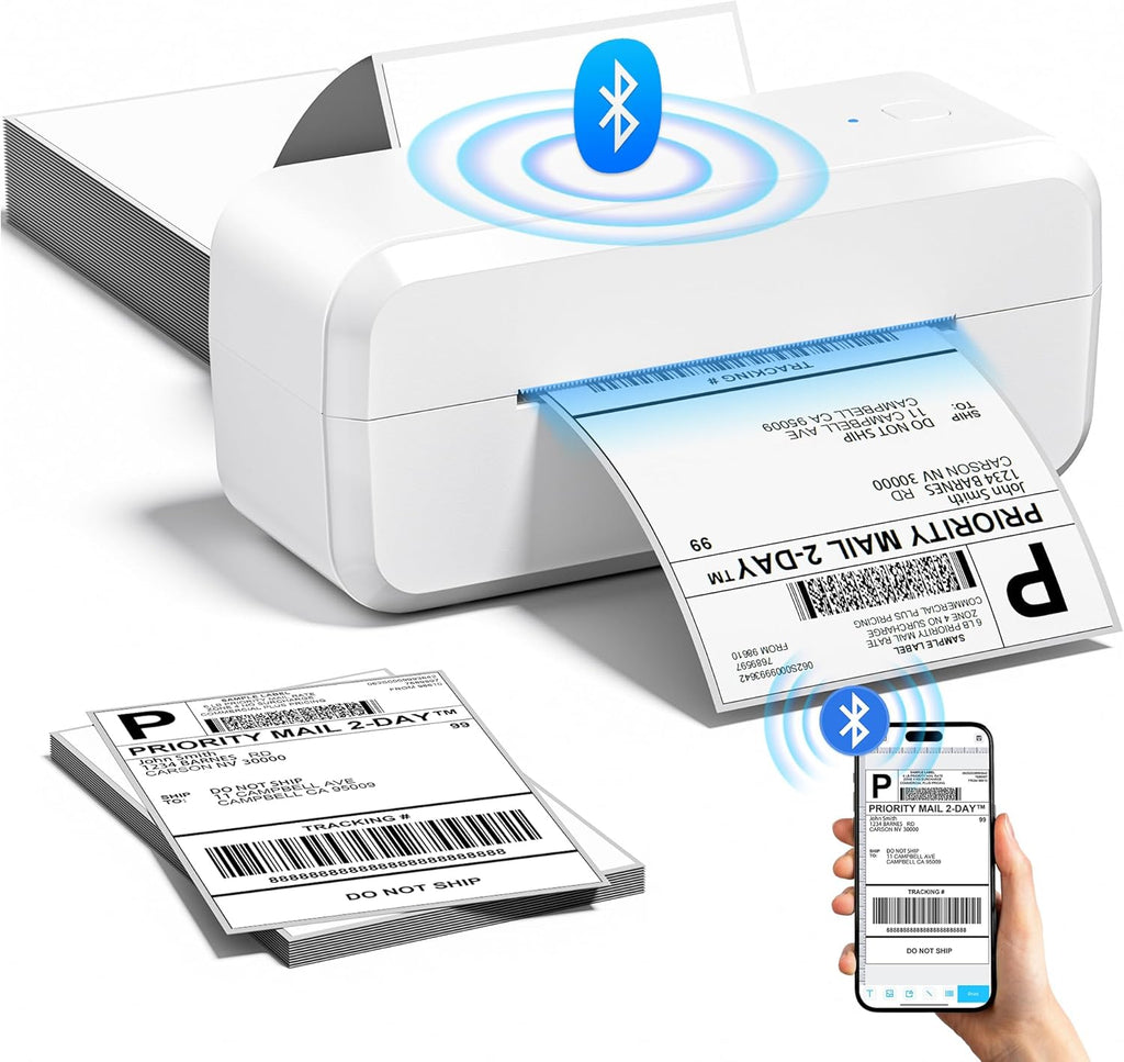 Bluetooth Thermal Label Printer, Shipping Label Printer for 4x6 Shipping Packages & Small Business, Compatible with IOS