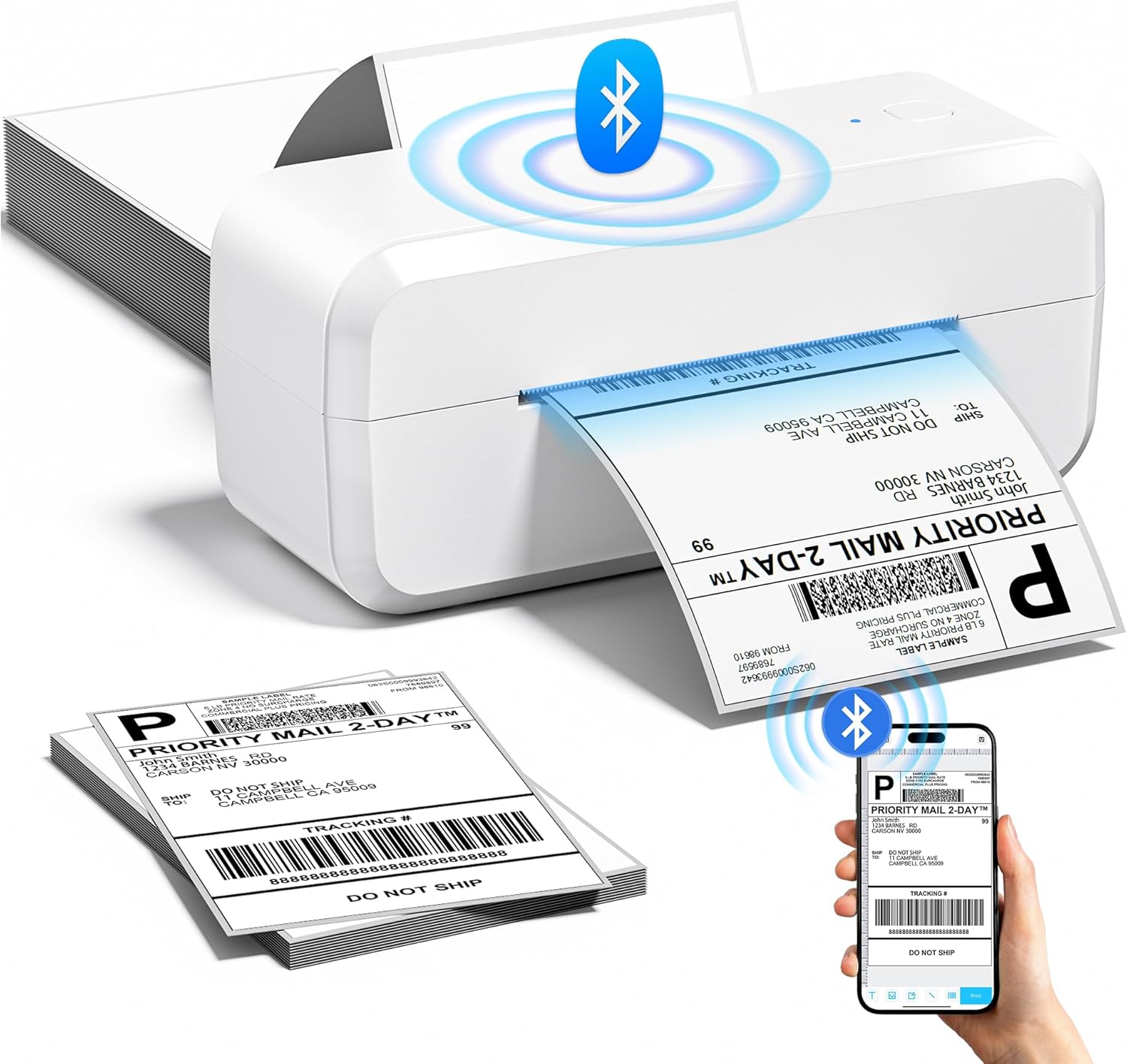 Bluetooth Thermal Label Printer, Shipping Label Printer for 4x6 Shipping Packages & Small Business, Compatible with IOS